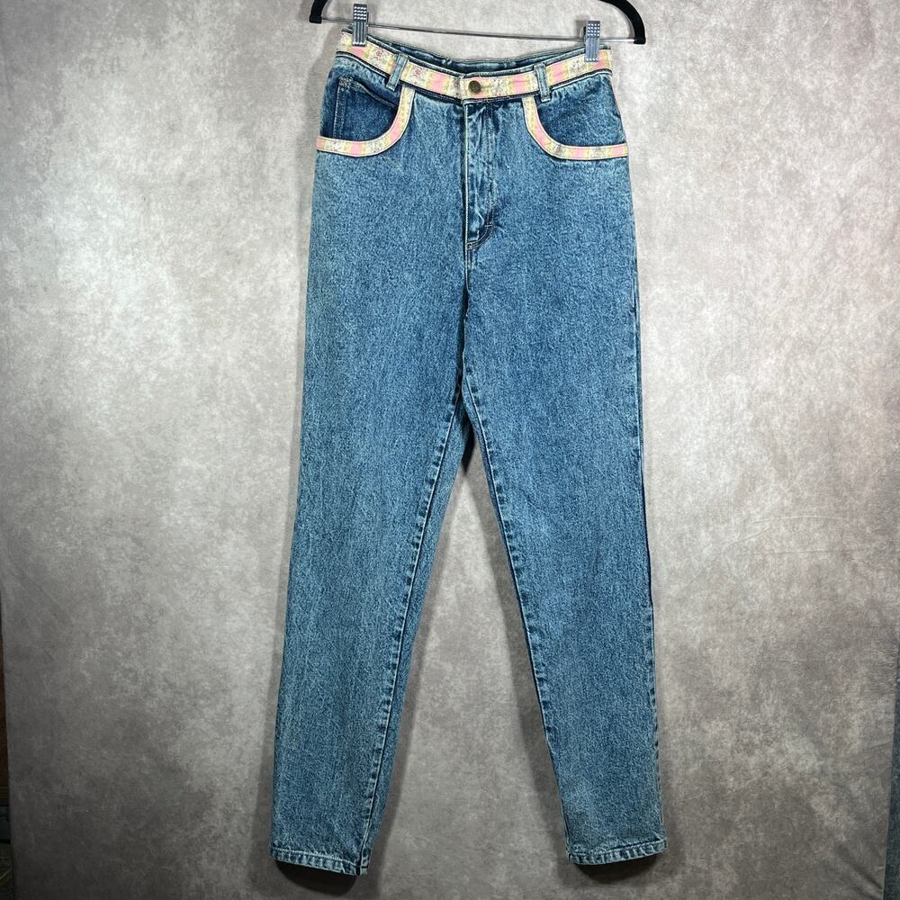 Vintage J.J. Jeans By Filippo Jeans Womens 11/12 Blue Stone Washed Denim 80s NEW